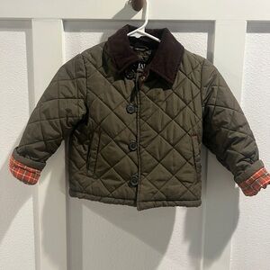 Chaps Kids Quilted Puffer Jacket - Olive and Brown